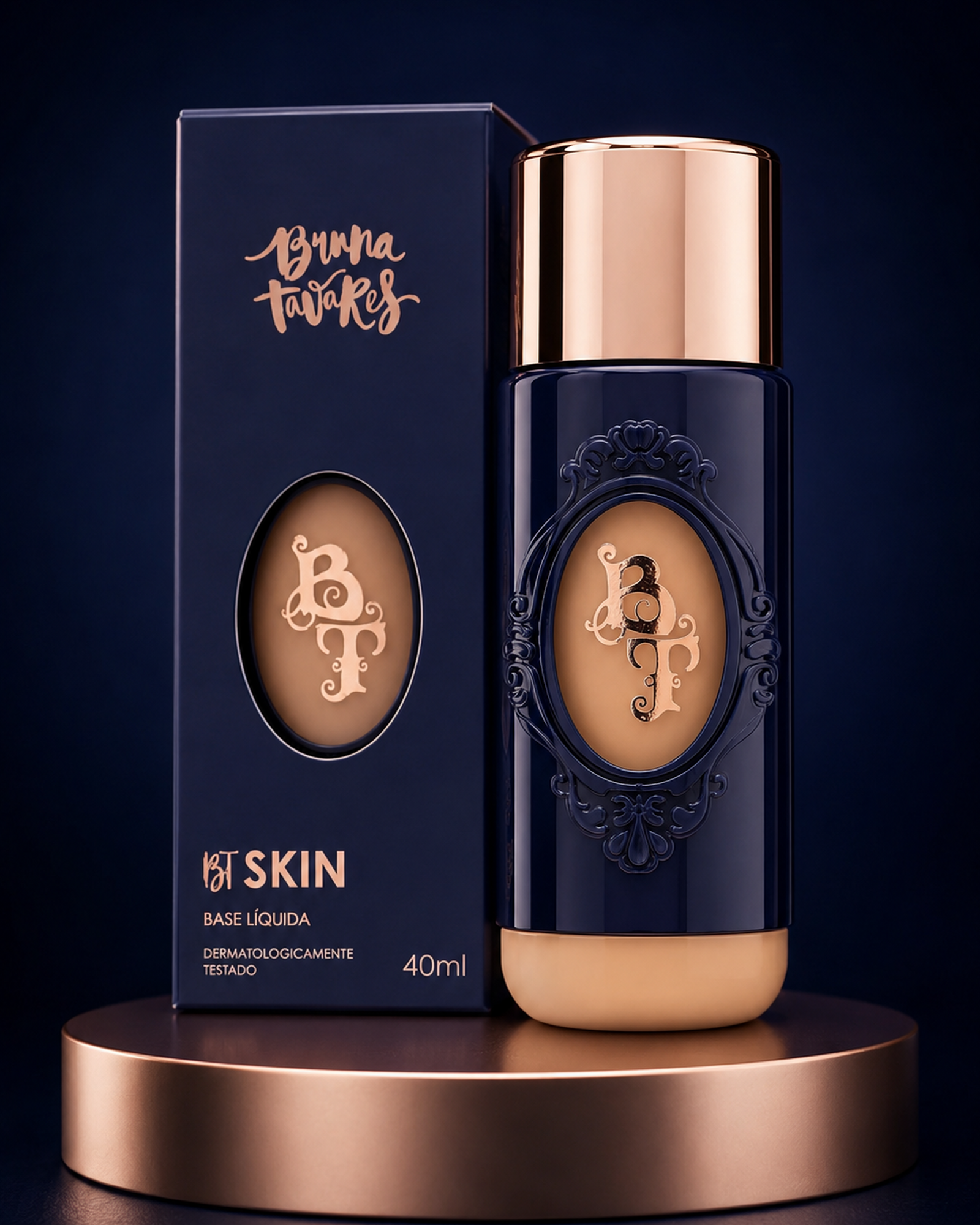 Render 3D premium do frasco e da caixa da base BT Skin